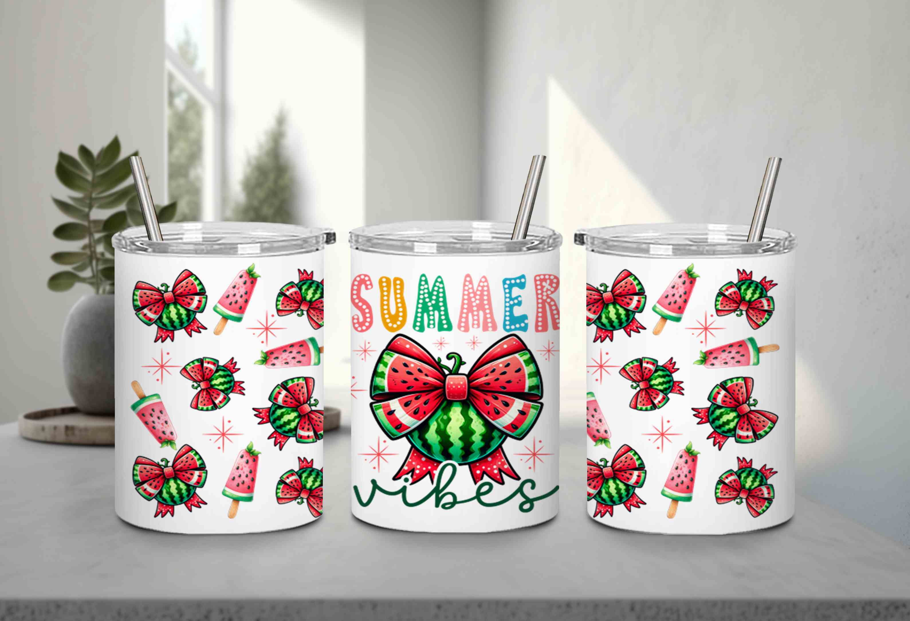 Summer Vibes Watermelon Coquette Bow-10672